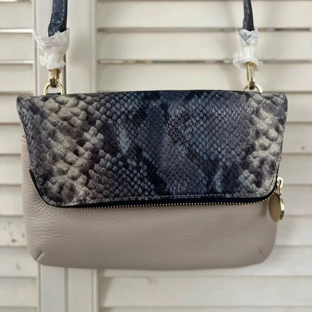 GILL Blue and Gray Snake Print Crossbody Bag